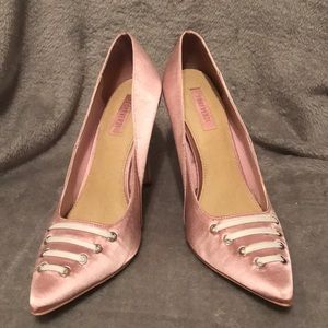 Pink satin heels